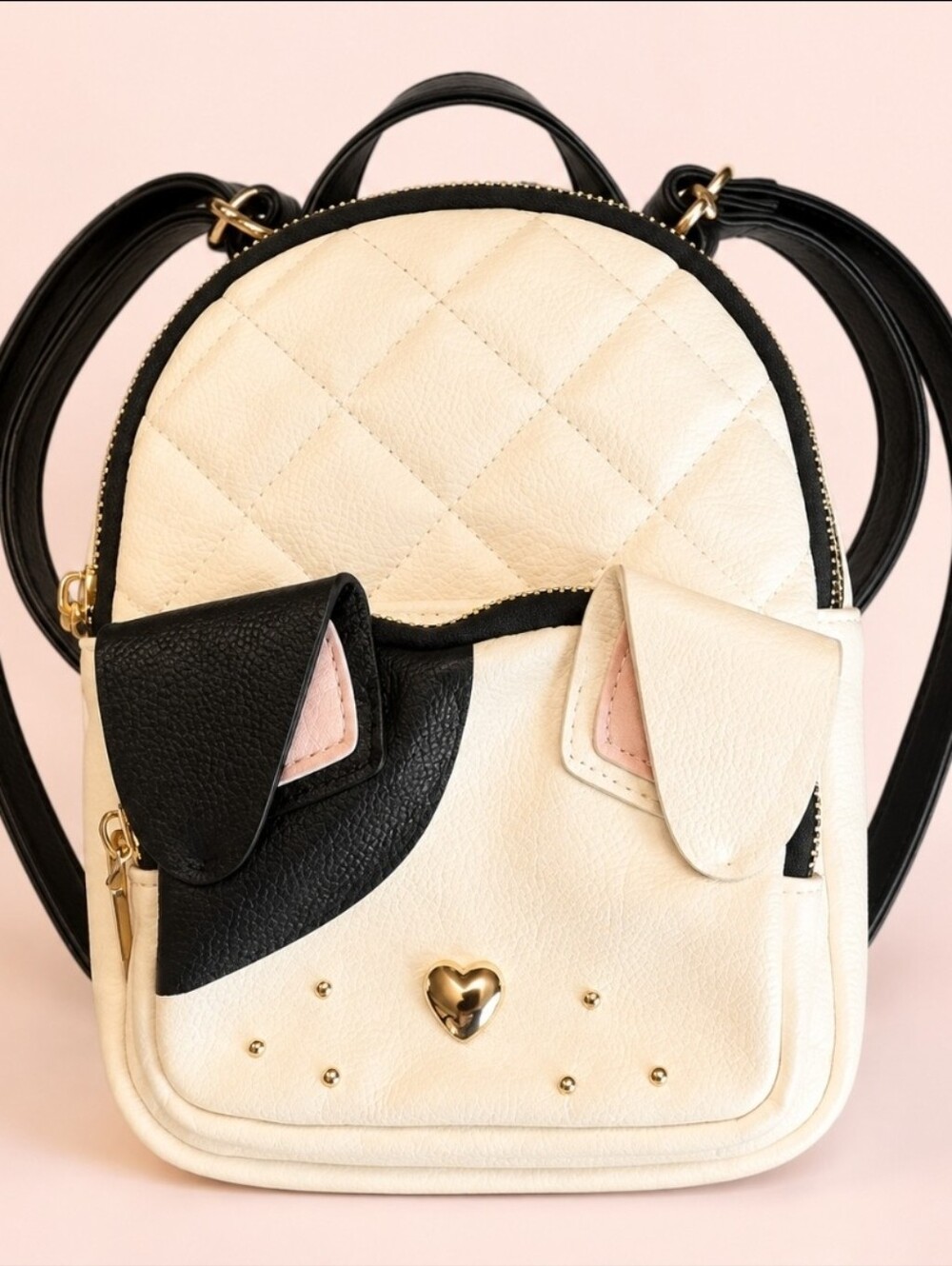 NWT Betsey Johnson XOBAYBEE Puppy Dog Mini Backpack Cream Black